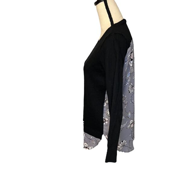 LOFT Women Sweater Small Black Ann Taylor Faux Layered Long Sleeve Crew Neck - Picture 5 of 6